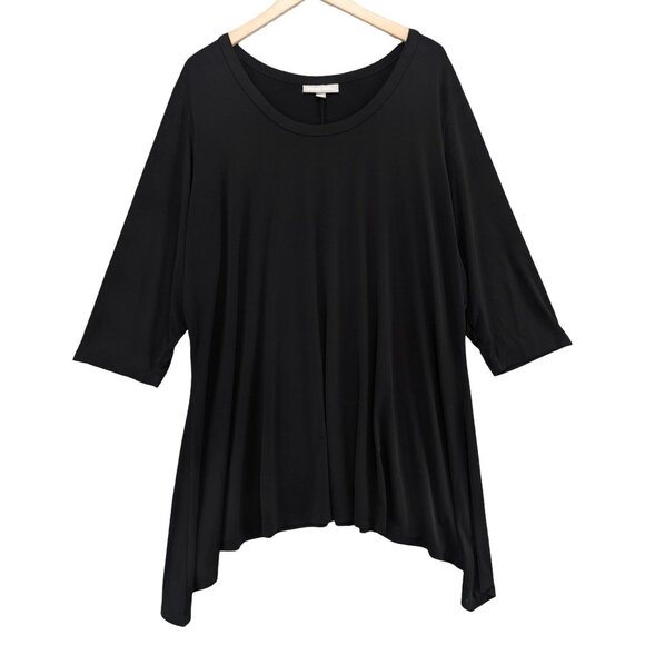 Woman Within Swing Dress Solid Black Long Sleeve Sharkbite Hem Pullover Sz 2X - Picture 1 of 7